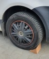 solid and rigid natural cork wedges under the wheels of a forklift LKW cars.jpg