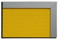 Żółta perforowana tablica magnetyczna 45x60cm rama MDF srebrna